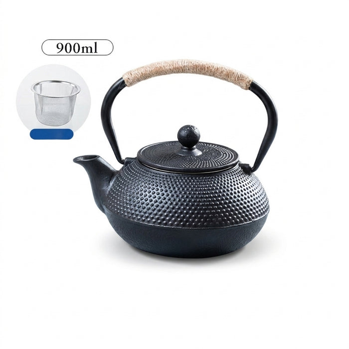 Cast Iron Teapot 900ml — Sakura Pattern with Tea Strainer