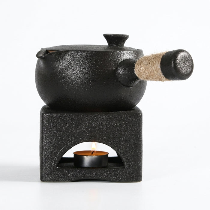 Japanese-style Rough Pottery Side-Handle Teapot — 500ml Handmade Ceramic