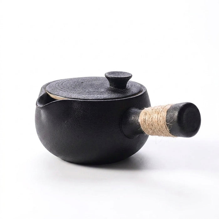 Japanese-style Rough Pottery Side-Handle Teapot — 500ml Handmade Ceramic