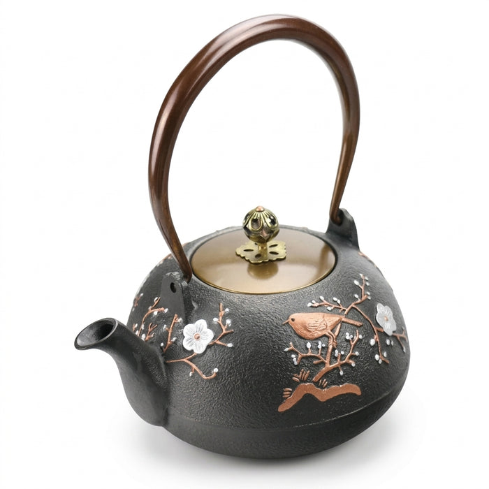 Cast Iron Peanut Teapot Kettle — about 1.0 L (Black)