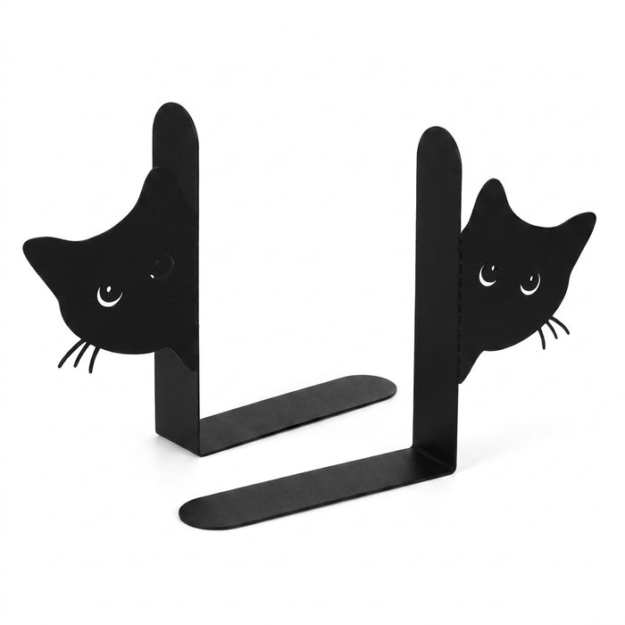 Cat-Shaped Iron Bookends — Decorative Book Stopper for Home & Office (Styles A–D)