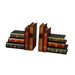 European-Style Faux Book Bookends with Drawers — Wooden Pair