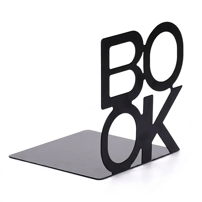 Metal L-Shaped Bookend — Non-Slip Book Support for Home, Office & Library (White/Black)