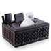 Faux Leather Tissue Box Cover with Remote Holder — Living Room & Desktop Organiser