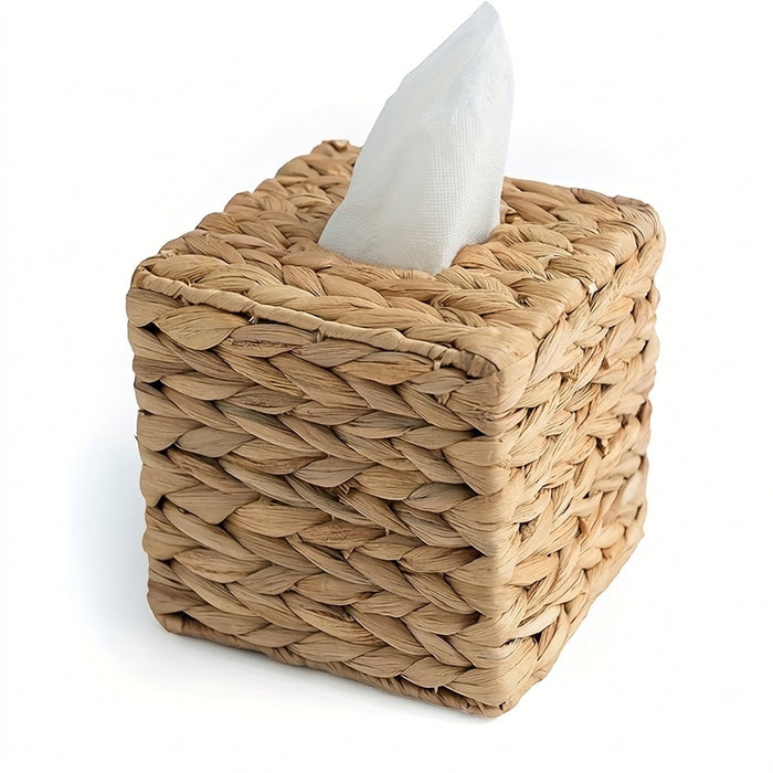 Woven Wooden Tissue Cube — Square Decorative Tissue Box Stand (1pc)
