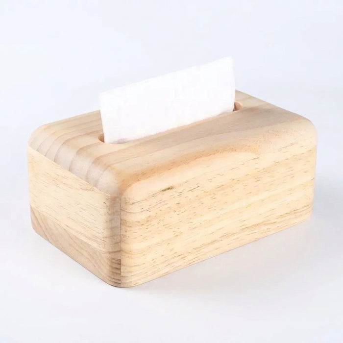 Nut‑brown Solid Wood Tissue Box Cover — Simple, Large Capacity Tissue Holder