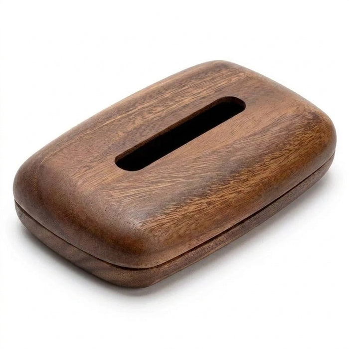 Nut‑brown Solid Wood Tissue Box Cover — Simple, Large Capacity Tissue Holder