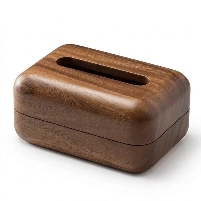 Nut‑brown Solid Wood Tissue Box Cover — Simple, Large Capacity Tissue Holder
