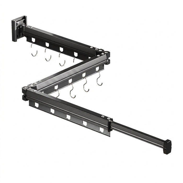 Aluminium Folding Wall-Mounted Drying Rack — Space-Saving Collapsible Clothes Hanger