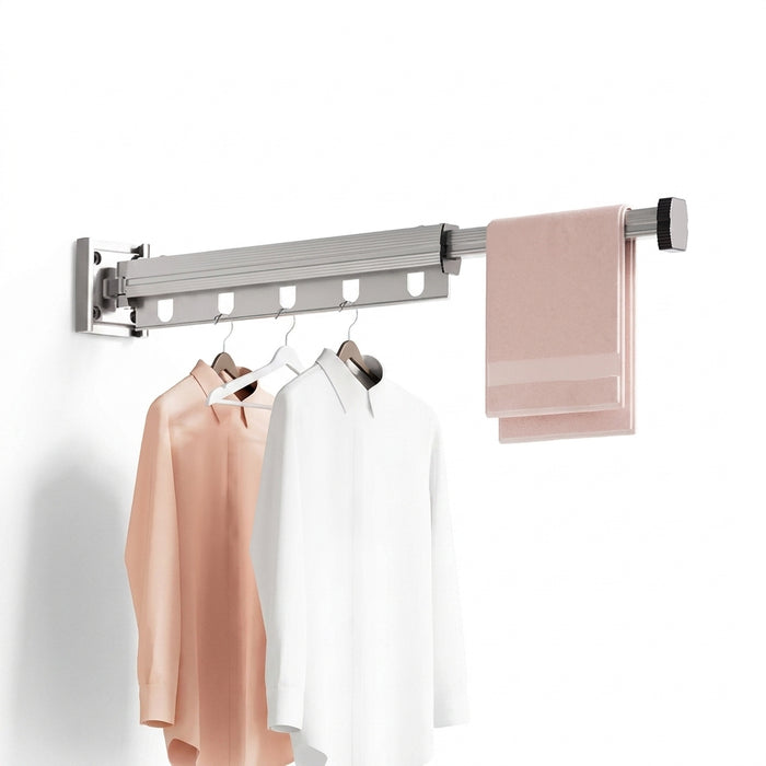 Aluminium Folding Wall-Mounted Drying Rack — Space-Saving Collapsible Clothes Hanger