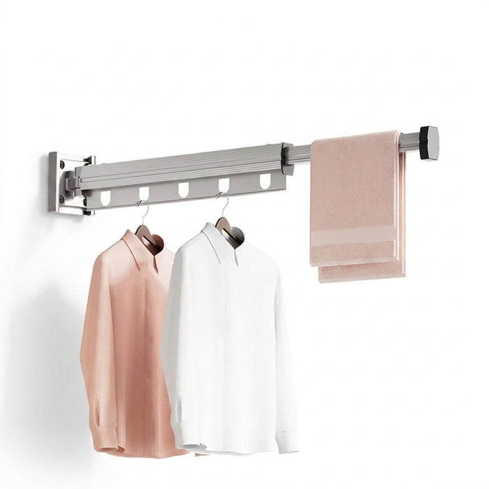 Aluminium Folding Wall-Mounted Drying Rack — Space-Saving Collapsible Clothes Hanger