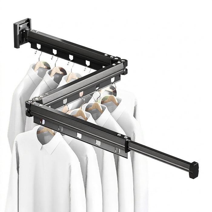 Aluminium Folding Wall-Mounted Drying Rack — Space-Saving Collapsible Clothes Hanger