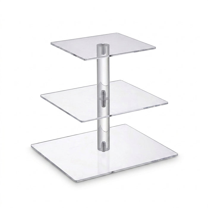 Acrylic 3/4-Tier Square Cake & Cupcake Stand with LED Lights