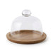 Wooden Cake Stand with Transparent Dome — Dessert Plate & Cupcake Display (Turntable)