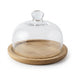 Wooden Cake Stand with Transparent Dome — Dessert Plate & Cupcake Display (Turntable)