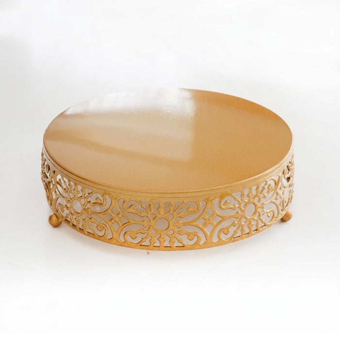 Gold Metal Cake Stand — 20/25/30cm Round Dessert Display (8cm High)