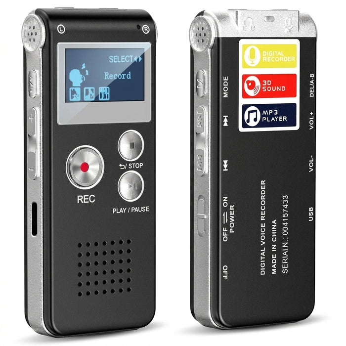 Digital Voice Recorder — 1536kbps, MP3 Player, USB & Voice‑Activated