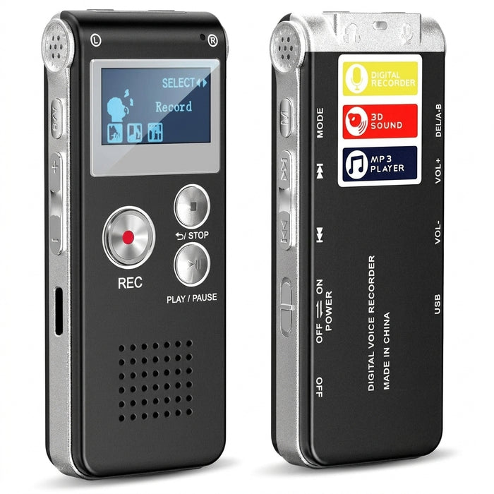 Digital Voice Recorder — 1536kbps, MP3 Player, USB & Voice‑Activated
