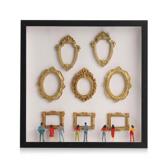 DIY Mini Museum Silhouette Box – Creative Memory Display Kit with Miniature Statues & Gold Frames