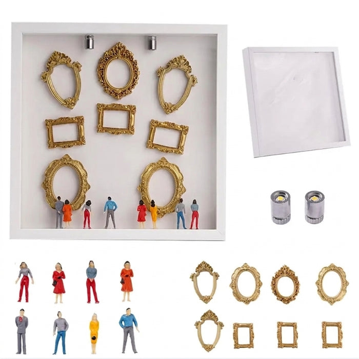 Mini Museum Silhouette Photo Box – DIY Memory Display Kit with Frames & Figurines