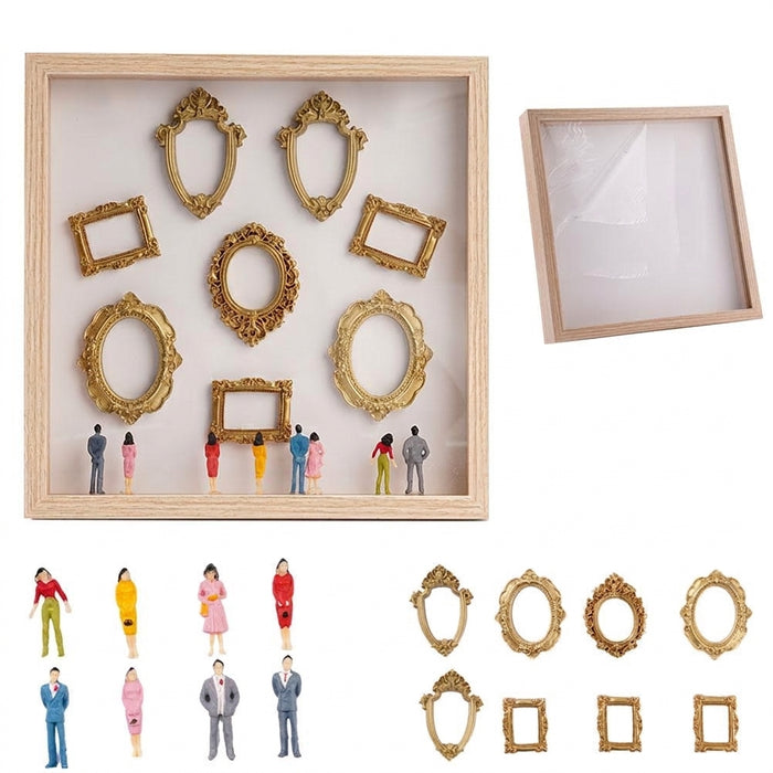 Mini Museum Silhouette Photo Box – DIY Memory Display Kit with Frames & Figurines