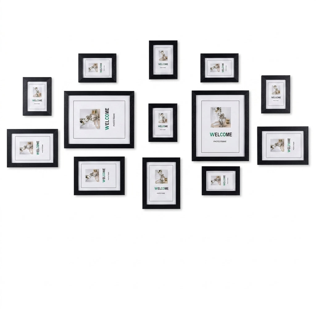 13-piece Wooden Picture Frame Set for Wall — Mixed Sizes for Photos