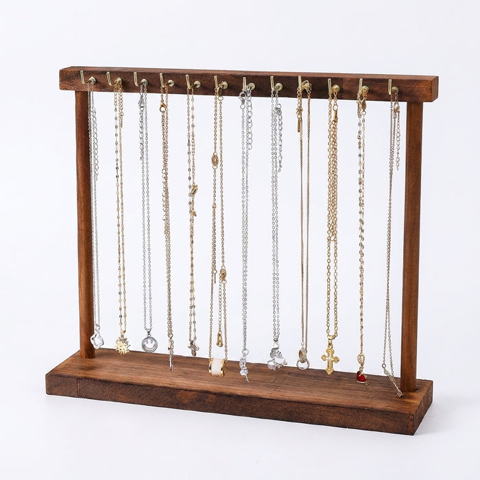 Solid Wood Jewellery Display Stand – Countertop Necklace, Earring & Bracelet Rack