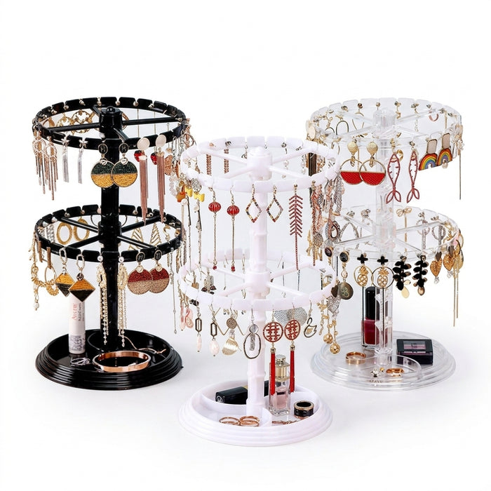 Rotating Jewellery Organiser – Compact Stand for Earrings, Necklaces & Bracelets