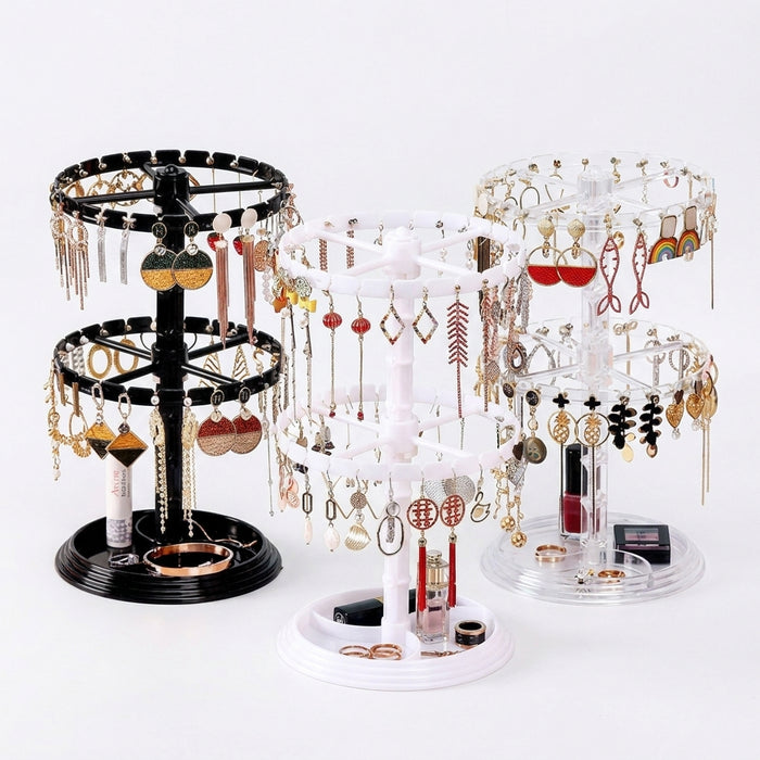 Rotating Jewellery Organiser – Compact Stand for Earrings, Necklaces & Bracelets