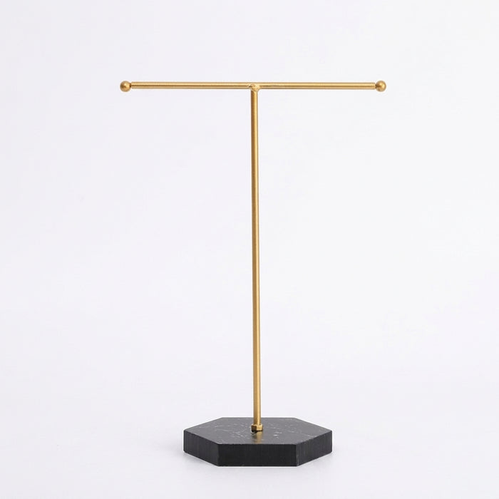 T-shaped Jewellery Display Stand — Wood & Metal, Gold and Black options