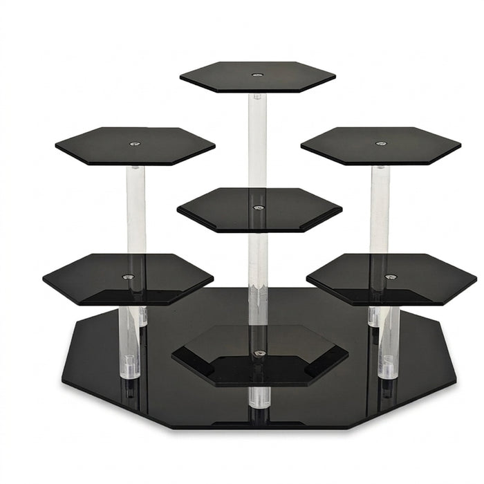 Hexagonal Acrylic Display Stand – Multi-Tier Storage for Jewellery, Cosmetics & Collectibles