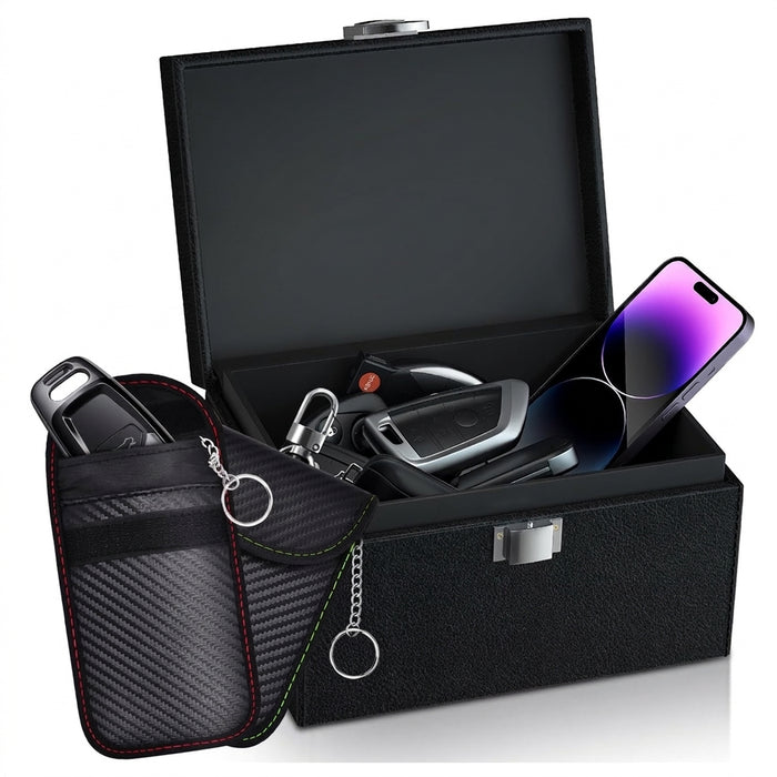 Double Pack Faraday Signal-Blocking Box for Car Keys & Phones — RFID Anti-Theft, Universal