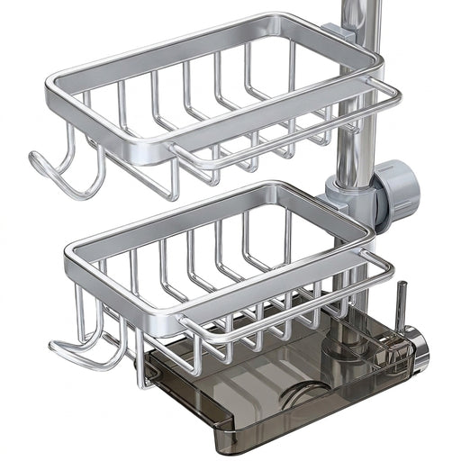 3-in-1 Kitchen Tap Organiser - Sponge & Brush Caddy with Drain Tray