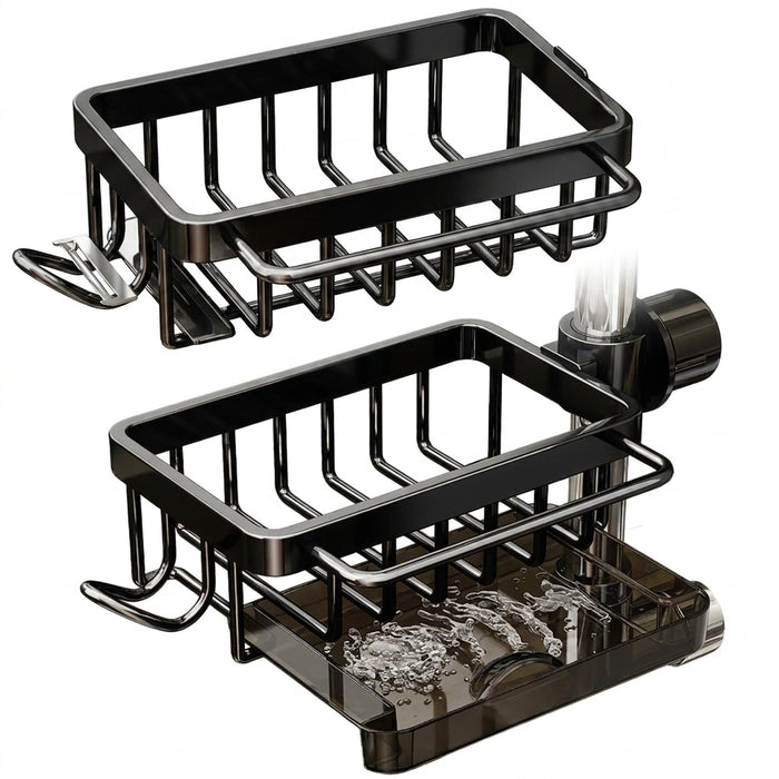 3-in-1 Kitchen Tap Organiser - Sponge & Brush Caddy with Drain Tray