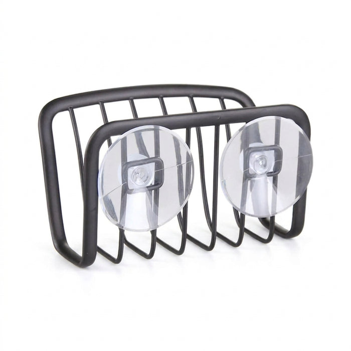 Stainless Steel Suction Cup Sponge Holder — Sink Caddy (Grey Silver / Black)