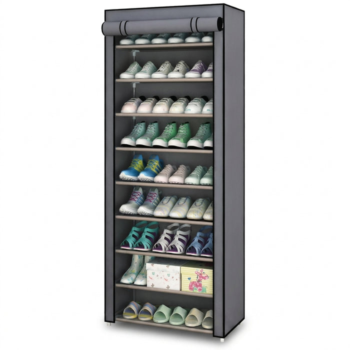 6/8/10-Layer Dustproof Shoe Cabinet Organiser — Non-woven, Space-saving