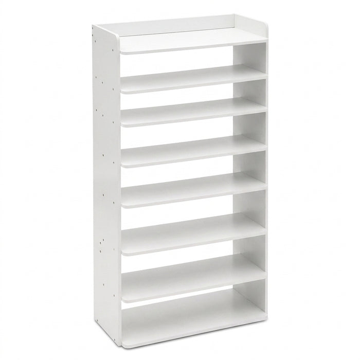 5/7/8-Tier Freestanding Shoe Rack — White MDF Organiser for Entryway