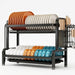 Large 2- or 3-Tier Carbon Steel Dish Rack – Auto-Draining Kitchen Organiser (Black)