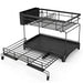 Large Rustproof Iron Dish Drying Rack with Drainboard and 3‑Slot Utensil Holder
