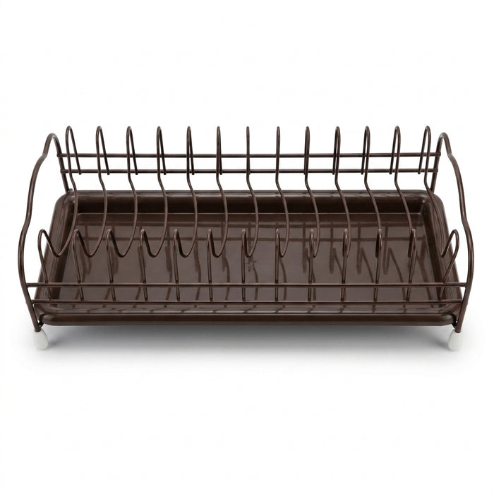 Iron Dish Drying Rack with Tray – Compact Kitchen Drainer, Black, 40.5×19×11 cm