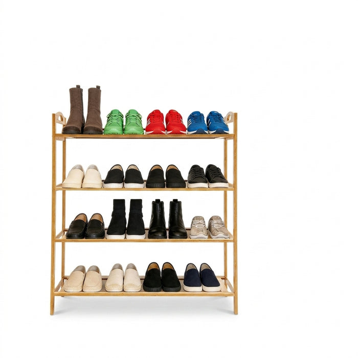 4-Tier Bamboo Shoe Rack – Free‑standing, Stackable Organiser for Hallway & Closet