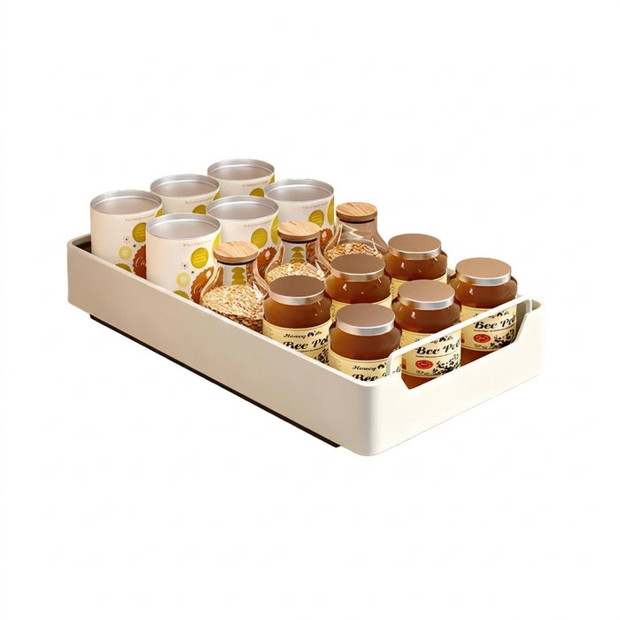Metal Slide‑Rail Pull‑Out Cabinet Organiser with Self‑Adhesive Base