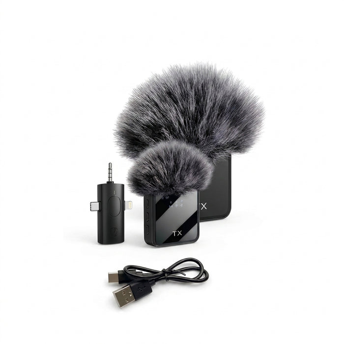 Wireless Rechargeable Lavalier Microphone — Clip-On Noise-Cancelling Mic for iOS & Android