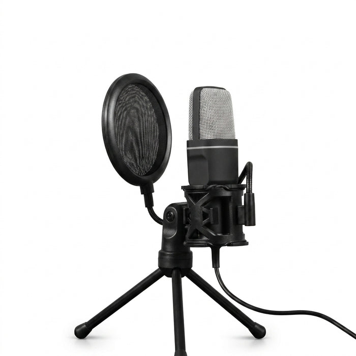 USB Condenser Microphone with RGB Lighting — Noise‑Reducing Streaming & Gaming Mic (Black)