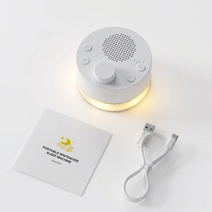 Portable White Noise Machine — 24 Soothing Sounds, Warm Night Light & Memory