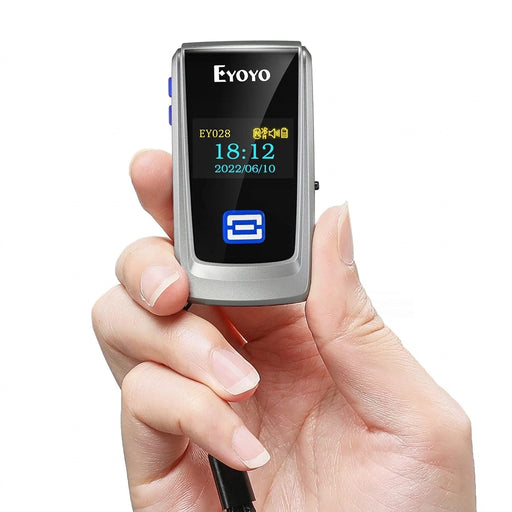 EY-028P QR Code Scanner with 1" Colour LCD — Portable Bluetooth 1D/2D Barcode Reader (iPhone, iPad, Android, PC, POS)