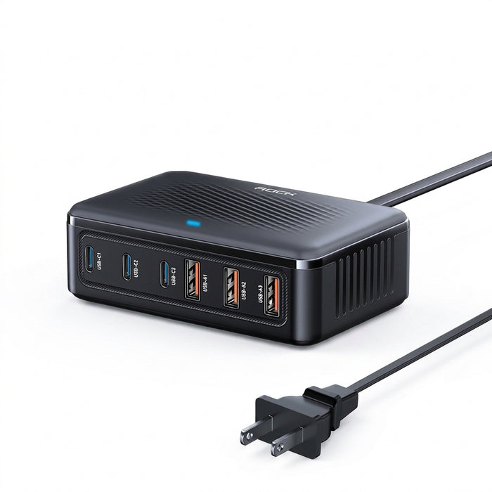 Rocoren 100W GaN 6‑Port Desktop USB Charger – 3x USB‑C & 3x USB‑A