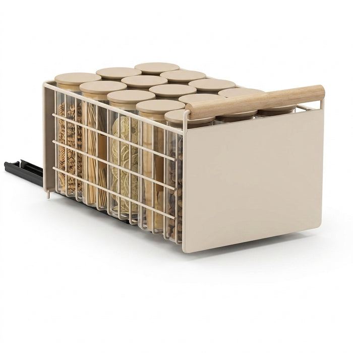Space-Saving Pull-Out Kitchen Organiser — Plate, Bowl & Spice Rack