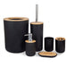 6-Piece Bamboo & Plastic Bathroom Set — Bin, Toilet Brush, Lotion Pump, Soap Box, Toothbrush Cup & Mouth Cup