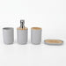 4-piece Bamboo-Accent Bathroom Set — Dispenser, Toothbrush Holder, Tumbler & Soap Dish